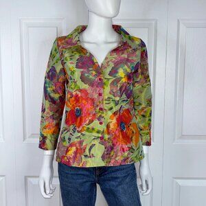 ISABELLE ELIE BOUTIQUE women's silk floral blazer small